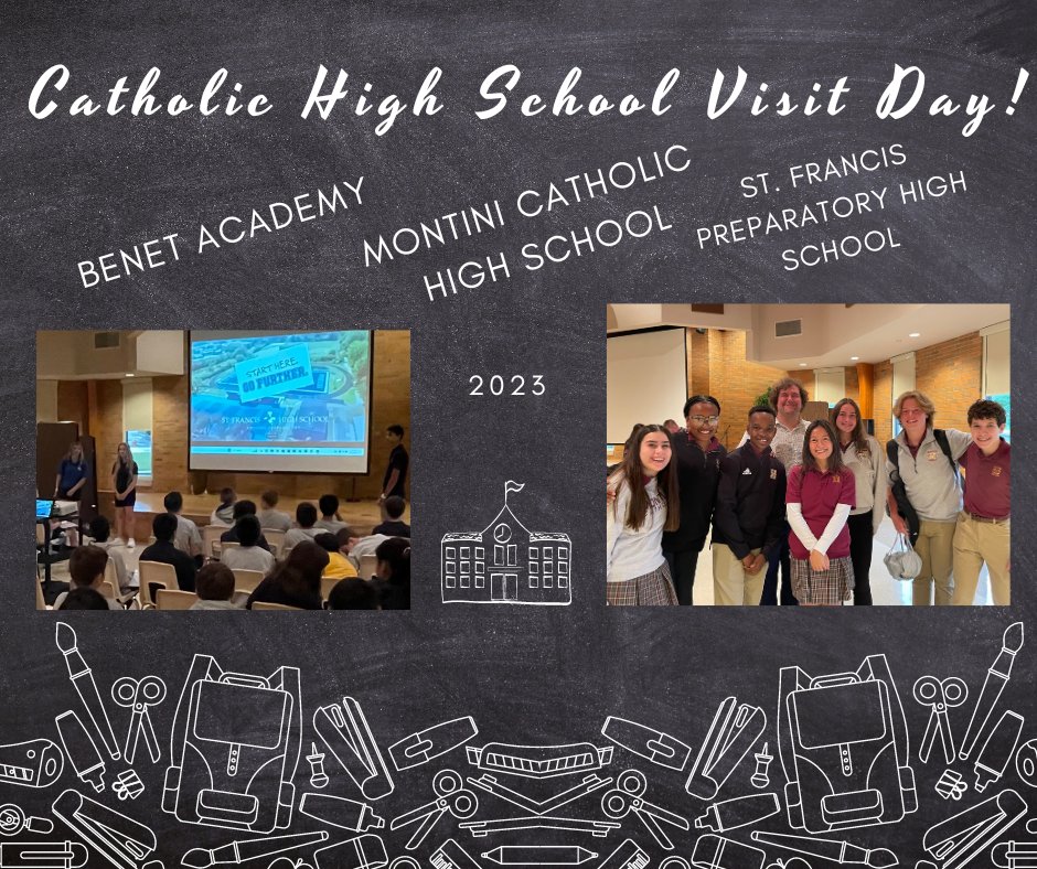 StScholasticaK8's tweet photo. We love having our Catholic high schools visit each year! Middle school students learn about all the opportunities our Catholic high schools have to offer! Thank you to Montini Catholic, Benet Academy, and St. Francis Prep for joining us today! #WeAreStS #CatholicHS https://t.co/HxQq6JQYK3