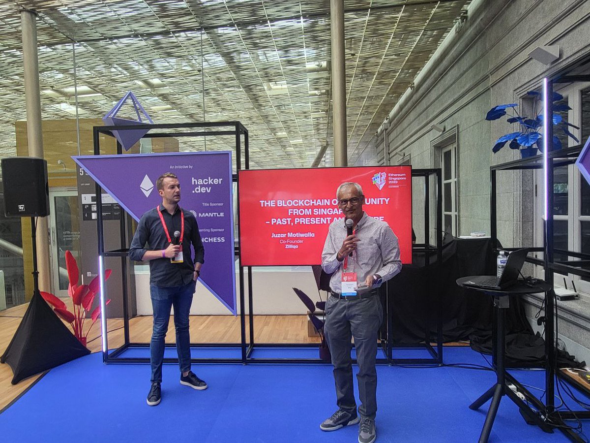 zilliqa's tweet photo. The Zilliqa team is having a blast at Ethereum Singapore 2023!

It's great to meet people from across the EVM blockchain space and explore the interoperable future of Web3 together. We have been showcasing the potential of our native EVM compatibility at the event, as well as the range of projects building on the high-throughput, scalable Zilliqa network.

We're here until Tuesday! If you're at ETH Singapore, stop by the Zilliqa booth and learn more about our latest developments and approach to EVM compatibility.

#Zilliqa #ETHSG #EVM