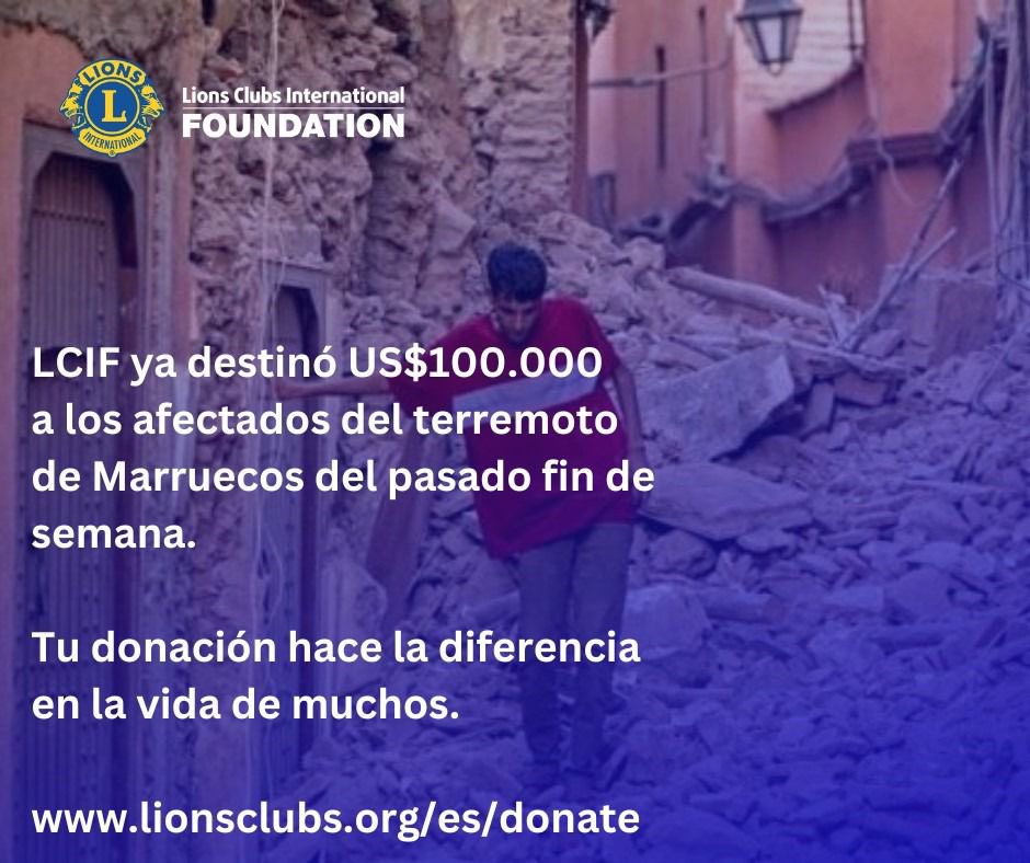 Hoy más que nunca nuestro deber es apoyar en la necesidad, hoy urge que donemos, tu aportación será garantizada para hacerlo llegar a las victimas de desastres a través de Lions Club International 

lionsclubs.org/es/donate 

Dona desde 1USD

#LCIFLions 
#LCIFLatino