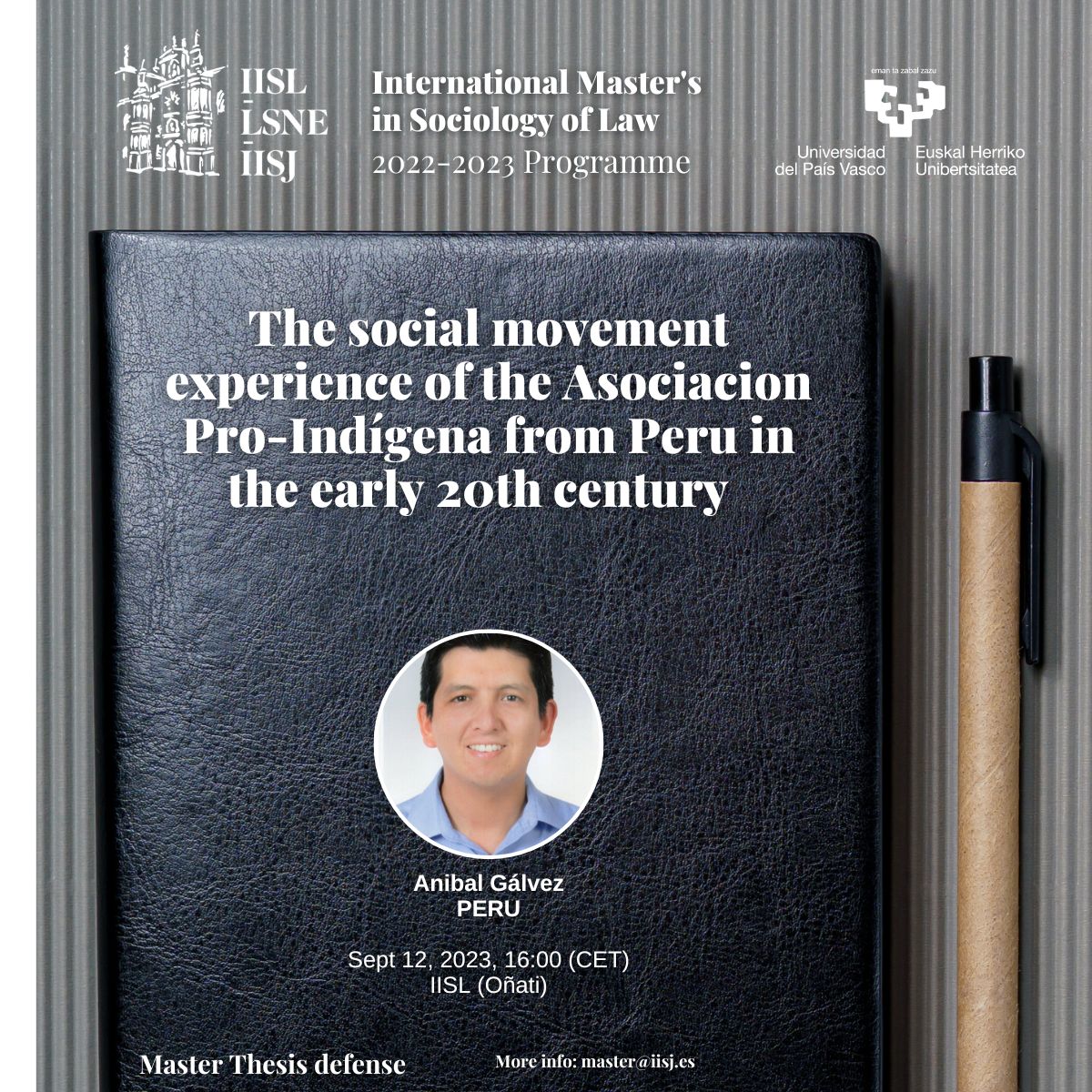 onaticommunity's tweet image. Tomorrow two new Master&apos;s Thesis defences. Good luck Anibal and Bilge!
#IISL #Oñati #Peru #Turkey #EHU/UPV
#Internationalmasterinsociologyoflaw