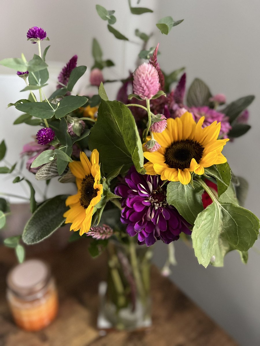 LaurenBGriggs's tweet photo. A little Monday sunshine on my desk by one of our local @Certified_SC flower farms, Branching Out SC! Picked up these pretties this weekend at the @hartsvillesc Farmers Market. #CertifiedSC #SCGrown #SupportYourLocalFarmers https://t.co/31dwGRzPY1