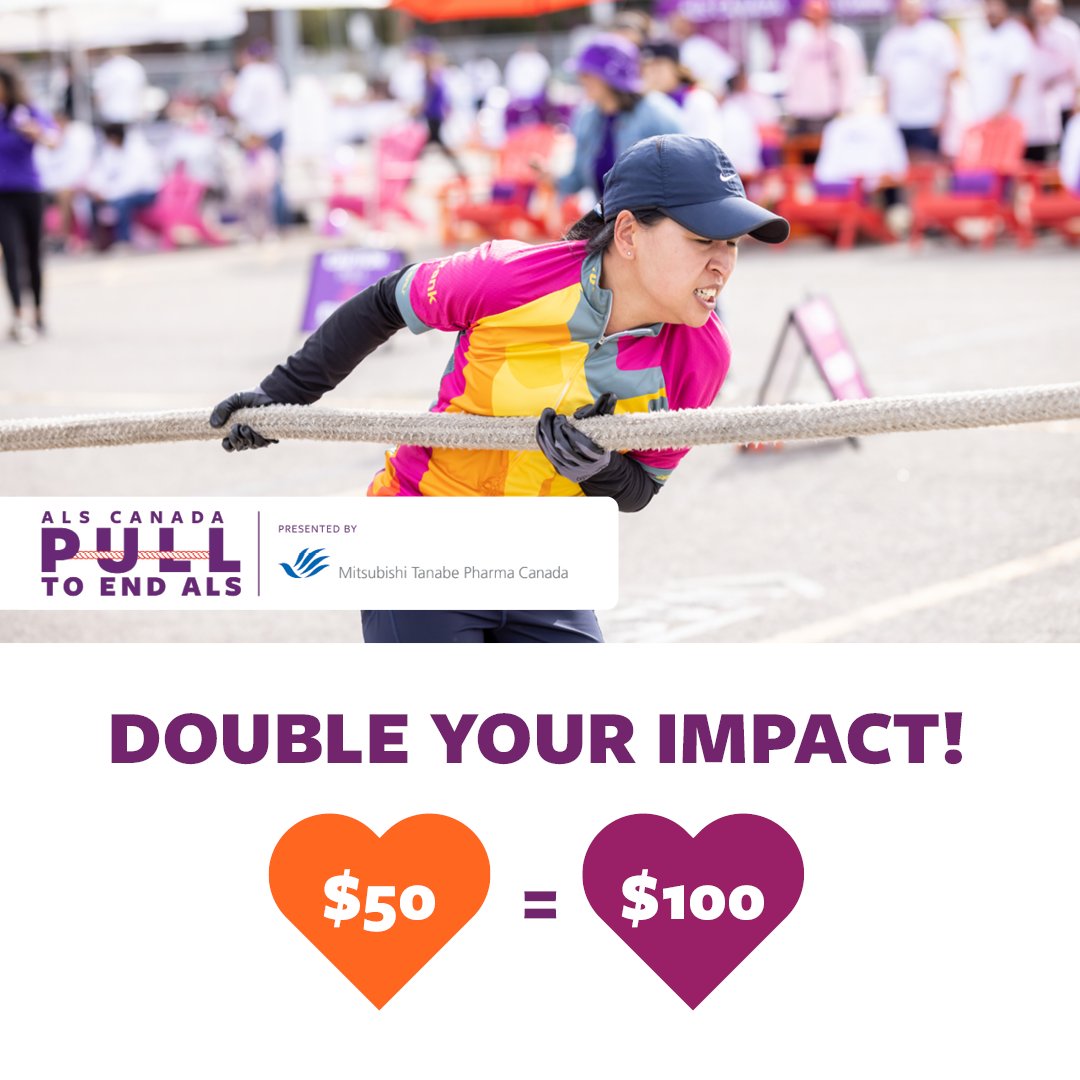 Go big for the ALS Canada #PullToEndALS and DOUBLE your impact! For 3-days only, Equitable Bank will generously match all donations up to $25,000 received online today until 11:59 pm ET on Wednesday, September 13. Fundraise or donate by visiting bit.ly/44K0i2p.