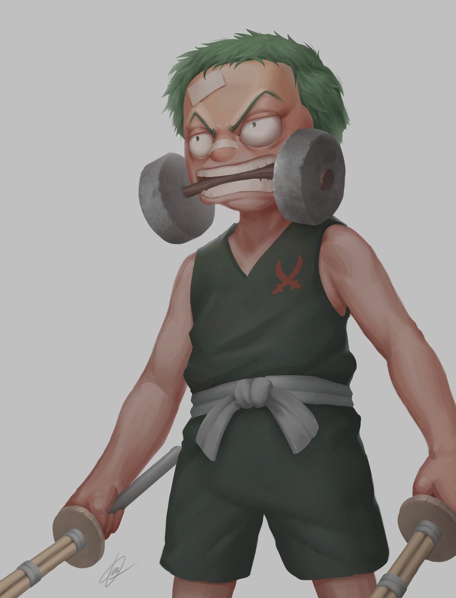 Roronoa Zoro (kid) fanart 😄
#conceptart #ZoroxSanji #Zoro #ONEPIECE #Fanarts #RoronoaZoro #Zorofanart #digitalart #characterdesign #illustration 
My portfolio :
cara.app/mintduck
behance.net/cnguyn13