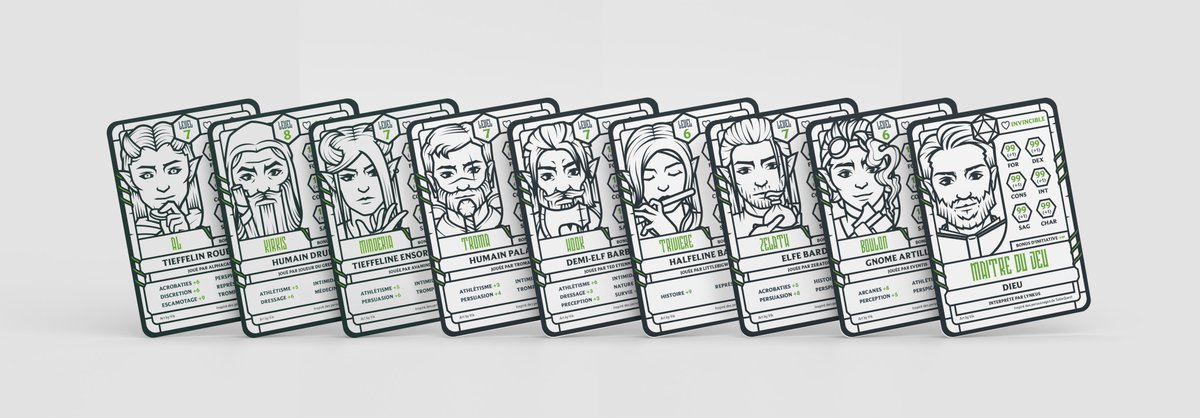 _BlackKite's tweet photo. Chose promise, chose due ! 

Voilà les cartes de tous les personnages de #Tablequest (saison 2) !!! 

Beaucoup trop de temps de travail mais ça me tenait à coeur de les faire. ❤️

Pour plus de détails sur le travail accompli : 🧵 https://t.co/zboXLJdG7u