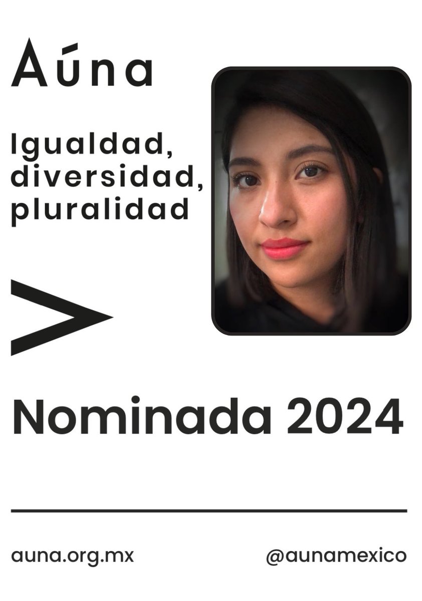 Quiero compartirles que he sido seleccionada por Aúna como nominada 2024.
Estoy muy contenta y agradecida con <a href="/AunaMexico/">Aúna México</a>, ¡se vienen cosas increíbles! #AúnaSomos #DiversasyJuntas"