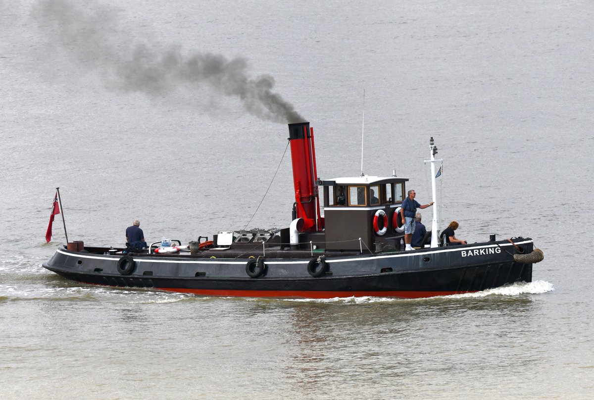 ST Barking on the Thames this afternoon. The steam tug was built in 1928 originally as a diesel tug before conversion to steam power. @ThamesPics @NatHistShips #STBarking #Barking #Tugs #SteamShip #Tugs #SteamTugs #Steam #VIC96 #Tug #RiverThames #Thames #SteamTug #SteamHeritage
