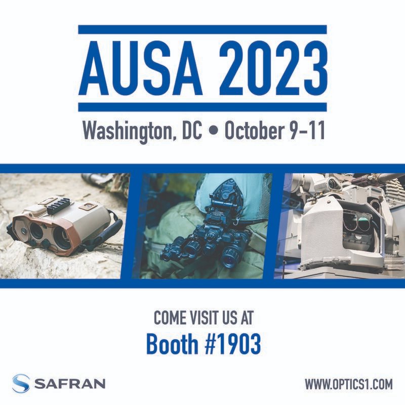 SafranUSA's tweet photo. #MilitaryMonday: @Safran companies will be attending #AUSA2023 in Washington, DC next month. Be sure to stop by booth # 1903 to meet representatives from #Optics1, @SafranElecDef, Safran - Navigation & Timing, @SafranFedSys and #SafranDataSystems. https://t.co/3X78kMgRs7