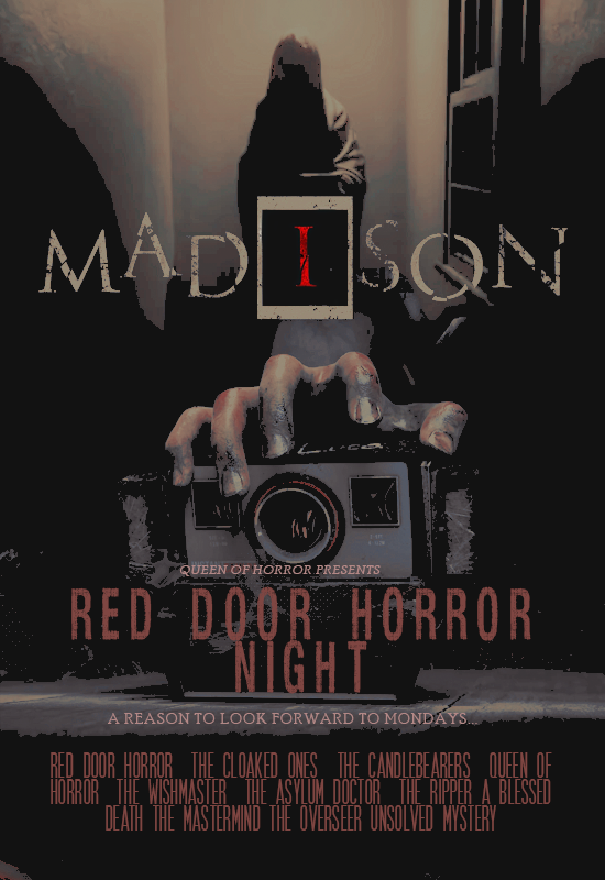 RedDoorHorror's tweet photo. The Queen of Horror will be streaming at 1:30pm EST. She'll be continuing playing MADiSON. #HorrorGames #horrorgame #HorrorCommunity #horror #jumpscare #MADiSON #scary #spooky #Halloween2023 #indiegame #reddoorhorror #paranormal #podcasts #podcasting https://t.co/KIr5pGD87O