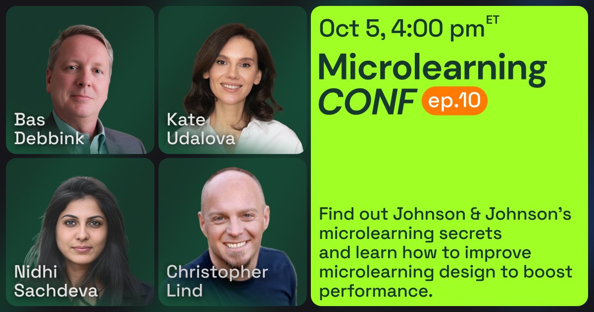 Join us for the 10th episode of MicrolearningCONF, a groundbreaking FREE virtual event, to learn how you can enhance your training strategy with #microlearning. Book a seat: microlearningconf.com