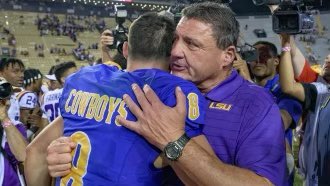 2 years ago today, all 4 Orgeron men on the field playing in Death Valley. 

Club quarterbacking McNeese, Tyler, Parker and me on the LSU sideline. 

We sacked him 8x and I told him “I knew you would expect our best !!!”

Truth is, I couldn’t wait for that game to be over.