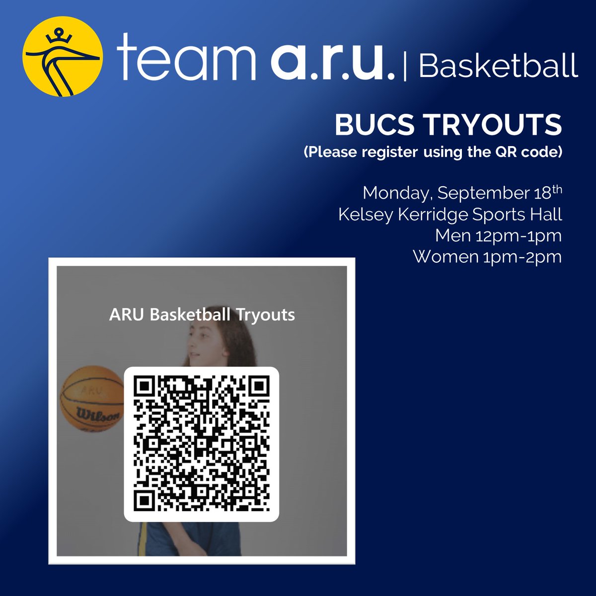 ARU BUCS BASKETBALL tryouts, sign up here.