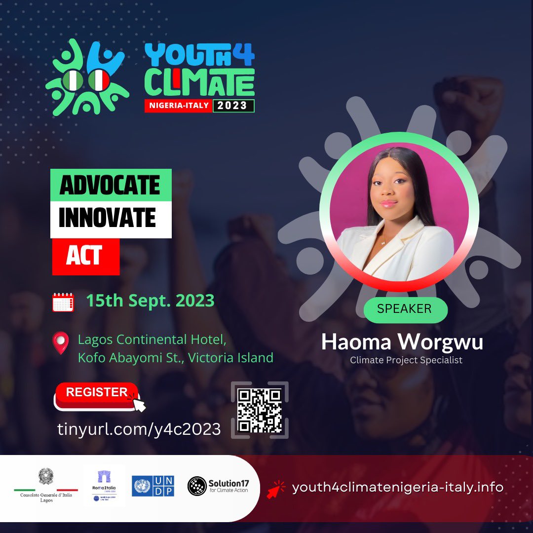 Foluke Michael (@folukemichael) on Twitter photo <a href="/WBG_Climate/">World Bank Climate</a> <a href="/ClimateWed/">ICCDI AFRICA</a> <a href="/JustActProject/">Just Act</a> <a href="/Solution17Green/">Solution17 Green</a> <a href="/UNDP_RomeCentre/">UNDP_RomeCentre</a> <a href="/UNDP/">UN Development</a> <a href="/MASE_IT/">Ministero Ambiente e Sicurezza Energetica</a> <a href="/ItalyMFA_int/">Italy MFA</a> <a href="/FAO/">Food and Agriculture Organization</a> <a href="/BankoleToba/">Bankole Oloruntoba</a> <a href="/WorldBank/">World Bank</a> <a href="/UNDPNigeria/">UNDP Nigeria</a> <a href="/AtokiMories/">Mories Atoki</a> <a href="/abchealthafrica/">ABCHealth</a> <a href="/Expo2030Roma/">Expo 2030 Roma</a> <a href="/Antonio_Tajani/">Antonio Tajani</a> <a href="/wto/">WTO</a> <a href="/UNDPClimate/">UNDP Climate</a> <a href="/EUClimateAction/">EU Climate Action</a> <a href="/humanitarian_bs/">Baliqees Salaudeen-Ibrahim</a> <a href="/UNFCCC/">UN Climate Change</a> <a href="/UgoBoni1/">Ugo Boni</a> <a href="/RonKayanja/">Ronald D. Kayanja</a> <a href="/FAOclimate/">FAO Climate Change & Biodiversity</a> <a href="/OlumideIDOWU/">Mr. Climate</a> <a href="/Steve_Oluwatobi/">Dr. Stephen Oluwatobi</a> <a href="/CUHEBRON/">Covenant University</a> <a href="/UbaniIrene/">Lady Irene David-Arinze</a> @IYCM <a href="/KPMG_NG/">KPMG Nigeria</a> <a href="/thepremiumtrust/">PremiumTrust Bank</a> <a href="/chef_wonda/">Titilayo_Abaniwonda</a> 4 days to go ๐
๐ฃ๏ธ Speaker & Moderator <a href="/HaomaWorgwu/">Haoma Worgwu</a>
Sheโs a UN scholar, advocate for global sustainability, CEO of <a href="/envisagehub/">Envisage Hub</a> and the project specialist at <a href="/Solution17Green/">Solution17 Green</a>
Sheโll join others on 15th Sept at <a href="/TheLCHotel/">Lagos Continental</a>
Register ๐ tinyurl.com/y4c2023
#Youth4Climate <a href="/WBG_Climate/">World Bank Climate</a> <a href="/ClimateWed/">ICCDI AFRICA</a> <a href="/JustActProject/">Just Act</a> <a href="/Solution17Green/">Solution17 Green</a> <a href="/UNDP_RomeCentre/">UNDP_RomeCentre</a> <a href="/UNDP/">UN Development</a> <a href="/MASE_IT/">Ministero Ambiente e Sicurezza Energetica</a> <a href="/ItalyMFA_int/">Italy MFA</a> <a href="/FAO/">Food and Agriculture Organization</a> <a href="/BankoleToba/">Bankole Oloruntoba</a> <a href="/WorldBank/">World Bank</a> <a href="/UNDPNigeria/">UNDP Nigeria</a> <a href="/AtokiMories/">Mories Atoki</a> <a href="/abchealthafrica/">ABCHealth</a> <a href="/Expo2030Roma/">Expo 2030 Roma</a> <a href="/Antonio_Tajani/">Antonio Tajani</a> <a href="/wto/">WTO</a> <a href="/UNDPClimate/">UNDP Climate</a> <a href="/EUClimateAction/">EU Climate Action</a> <a href="/humanitarian_bs/">Baliqees Salaudeen-Ibrahim</a> <a href="/UNFCCC/">UN Climate Change</a> <a href="/UgoBoni1/">Ugo Boni</a> <a href="/RonKayanja/">Ronald D. Kayanja</a> <a href="/FAOclimate/">FAO Climate Change & Biodiversity</a> <a href="/OlumideIDOWU/">Mr. Climate</a> <a href="/Steve_Oluwatobi/">Dr. Stephen Oluwatobi</a> <a href="/CUHEBRON/">Covenant University</a> <a href="/UbaniIrene/">Lady Irene David-Arinze</a> @IYCM <a href="/KPMG_NG/">KPMG Nigeria</a> <a href="/thepremiumtrust/">PremiumTrust Bank</a> <a href="/chef_wonda/">Titilayo_Abaniwonda</a> 4 days to go ๐
๐ฃ๏ธ Speaker & Moderator <a href="/HaomaWorgwu/">Haoma Worgwu</a>
Sheโs a UN scholar, advocate for global sustainability, CEO of <a href="/envisagehub/">Envisage Hub</a> and the project specialist at <a href="/Solution17Green/">Solution17 Green</a>
Sheโll join others on 15th Sept at <a href="/TheLCHotel/">Lagos Continental</a>
Register ๐ tinyurl.com/y4c2023
#Youth4Climate