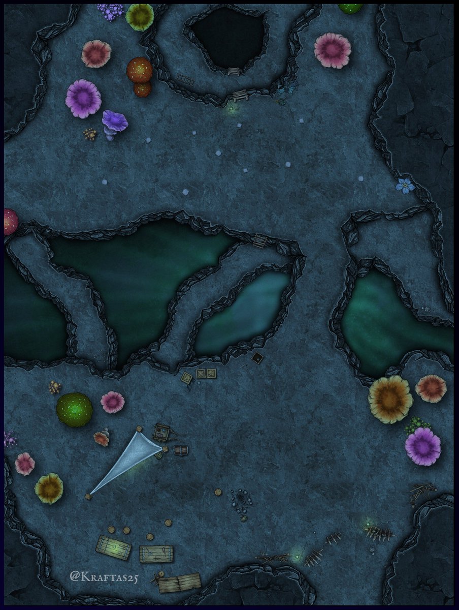 After days of delving deeper you come across a mesmerisingly glowing Canyon. Have you finally reached the underdark?
#dnd #ttrpg #5e #maps #inkarnate
