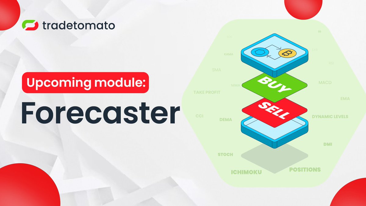 🔮 Upcoming Module: Forecaster! This cutting-edge module harnesses the power of machine learning to generate forecasts. These predictions can serve as inputs for other modules, enhancing your trading strategies! 🤖 Learn more about our modules: documentation.tradetomato.com/tradetomato/fe…
