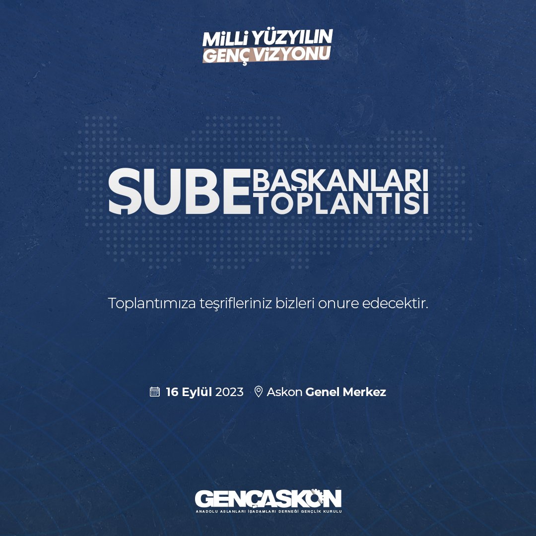 GencAskonTR's tweet photo. #MilliYüzyılınGençVizyonu ile tüm Genç ASKON Şube Başkanlarımızla buluşuyoruz!

#TürkiyeYüzyılı'nda ülkemizin kalkınmasına katkımız devam edecek.

16 Eylül 2023, ASKON Genel Merkezi📌 https://t.co/6qW1KxgdqN
