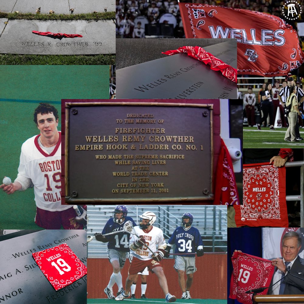 BarstoolBC's tweet photo. Today we remember those who we lost tragically on this day in 2001, including Welles Crowther, also known as the man with the red bandana. We will get a greater chance to honor his legacy this Saturday during the Red Bandana game vs FSU. #NeverForget #19 https://t.co/1TqKTM8Xg8