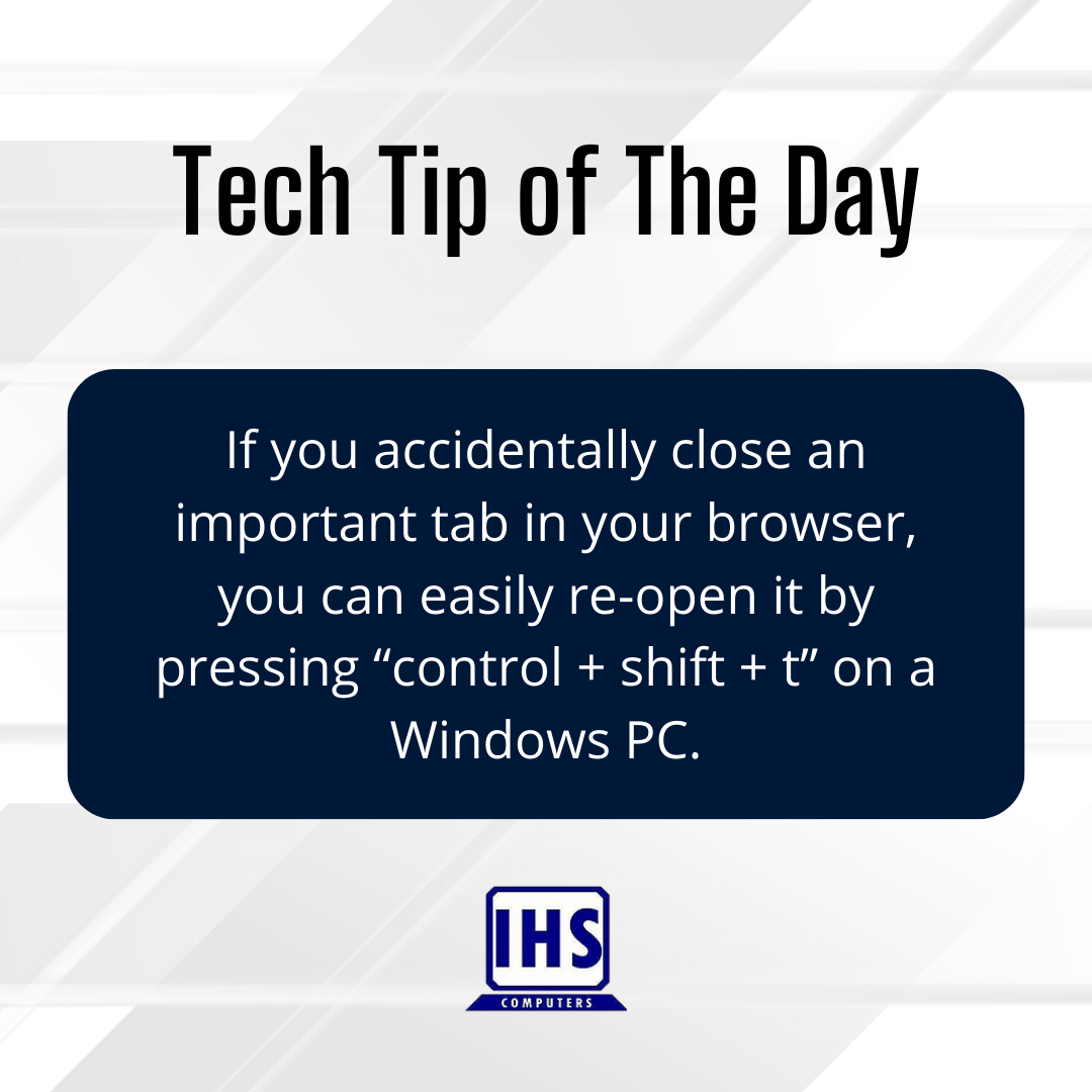 IHScomputersGA's tweet image. This shortcut quickly restores closed tabs, allowing you to regain access to the webpage you need without having to search for it again. 

 #BrowserShortcut #ReopenClosedTab #WindowsPC #TimeSaver #BrowserTips #KeyboardShortcut #ProductivityHack #WebBrowsing #TechTips