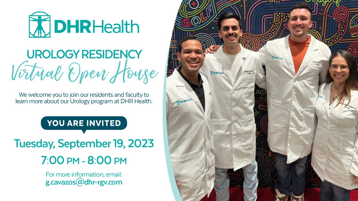Calling All Urology Residents! Join us for a Virtual Open House next Tuesday! We invite Urology residency applicants to join current DHR Health Urology residents for an informal Q&A about our program. Link to sign up: forms.gle/KTKz2hSPW1kpxL… @LatinXUro @UroResidency @Uro_Res