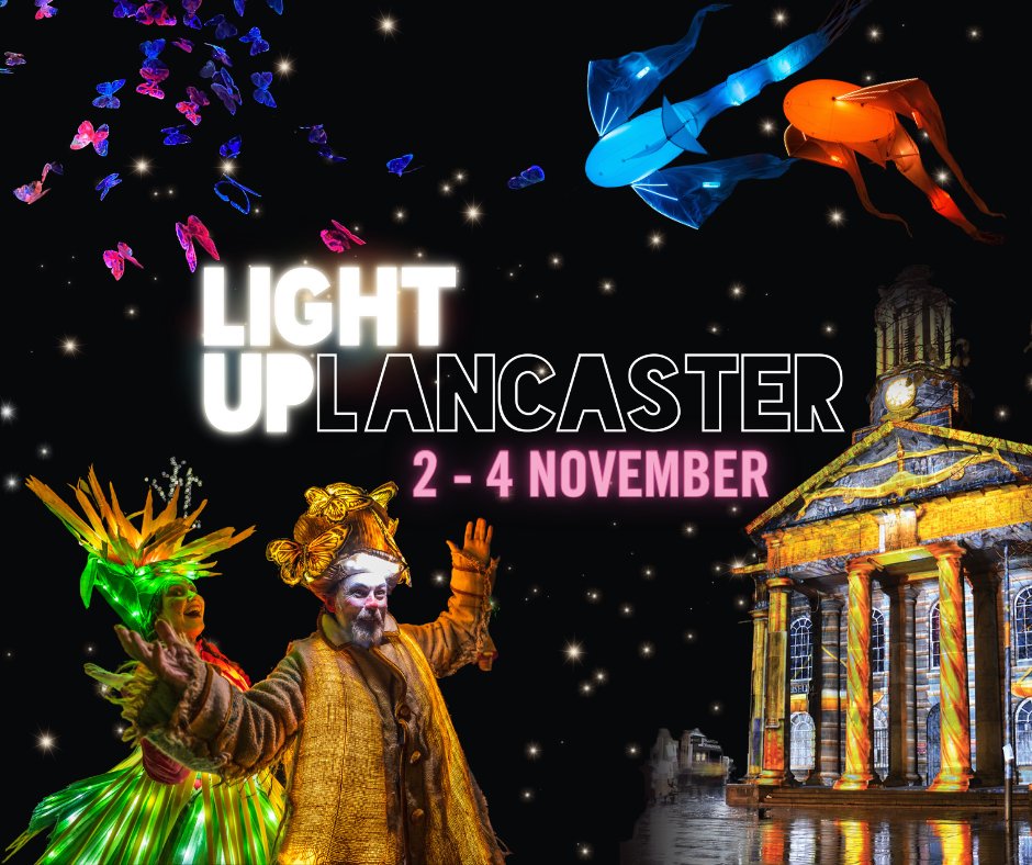 ⚡✨LIGHT UP LANCASTER 2023💡💫 Get ready for some spell-binding art installations, mesmerising projections, stunning illustrations designed to transform Lancaster into a spectacle of light! 3 jam packed days of exploring Lancaster! See all events👇 🔗 loom.ly/BNuqsPk