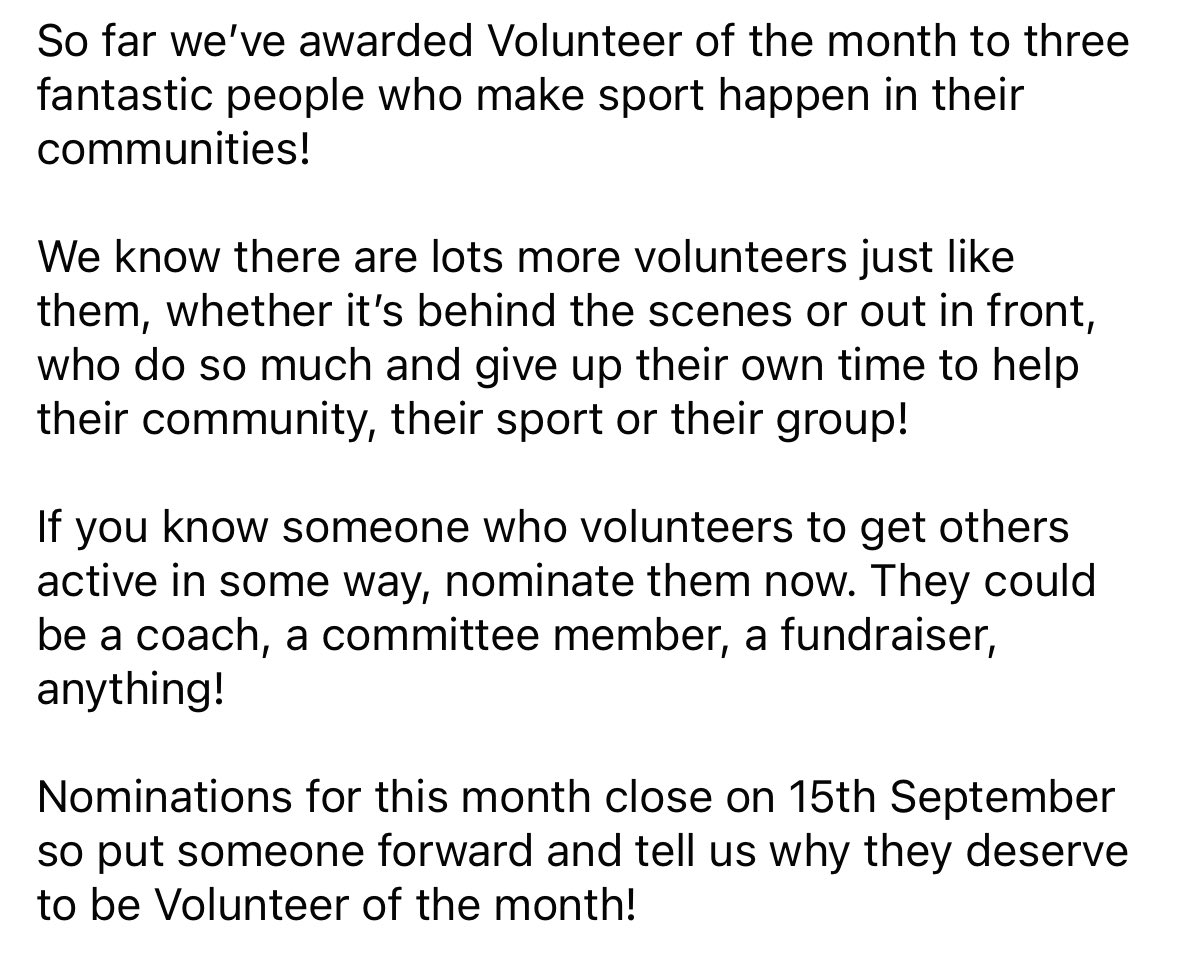 ActiveMerthyr's tweet photo. There are so many amazing people out there who give up their time to make sport happen in the community. So far we’ve awarded Volunteer of the Month to 3 of them. If you know someone who deserves recognition then nominate them now - https://t.co/0oZEzzXkeV https://t.co/4ZXIkZ62Hz