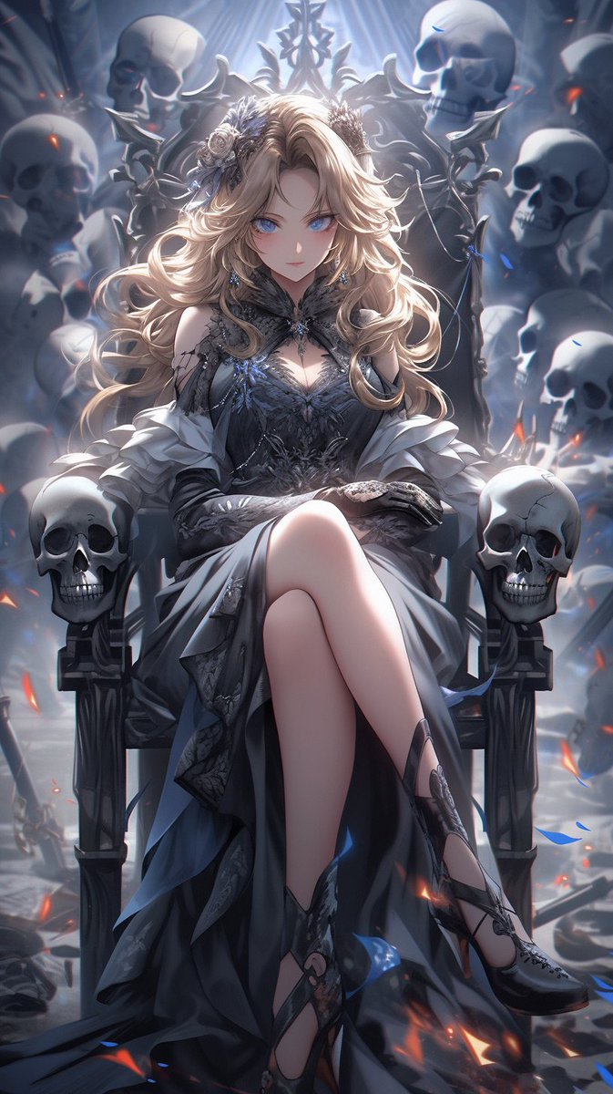 Affinity_bond's tweet photo. I am a princess of undead 👑💀 My castle's a crypt, my loyal subjects are dead. 🧟‍♂️ Forget glass slippers; I've got a killer pair of skeletal stilettos! 👠💀

#midjourney #niji #AI #undead #AIart #portrait #anime #girl #skulls #princess https://t.co/1ozQWjx5k7