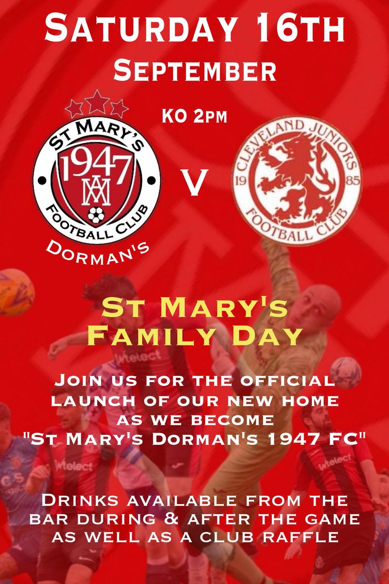 We are celebrating the official launch of our new home <a href="/DormansClub/">DormansClub</a> this weekend for our game against <a href="/Clevo_FC/">Cleveland FC</a> 
Drinks available during and after the game along with a club raffle at the end of the game 👍🏻
Get yourself down to support and celebrate our football club 💪🏻🔴⚫️⚽️