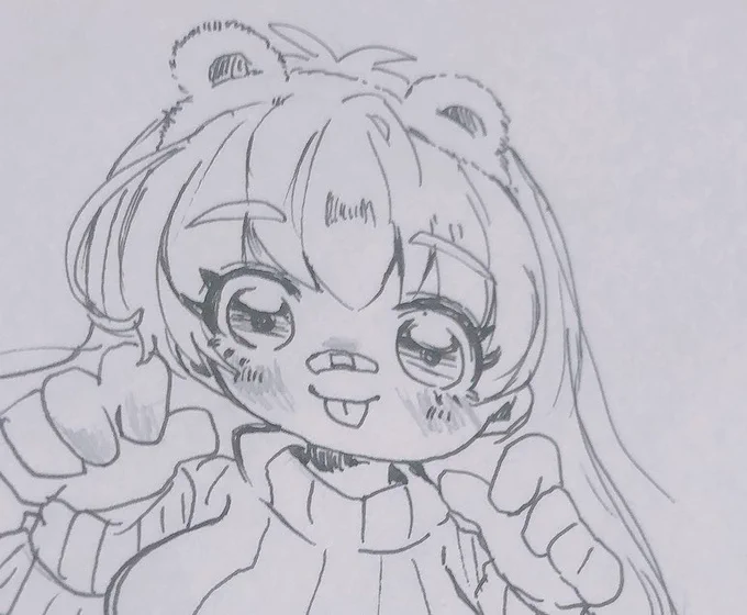 落書きとちゃんとしたやつとかでもバラバラだ……でもmiina感はある??4枚目はお仕事のイラスト。 