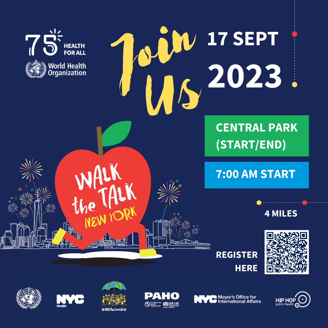 Join us and the World Health Organization (WHO) in the #HealthForAll Challenge! Walk The Talk #NewYork will take place in #CentralPark on September 17th! This event is free, all-inclusive and open to all ages! Sign up now: nycruns.com/race/walk-the-….