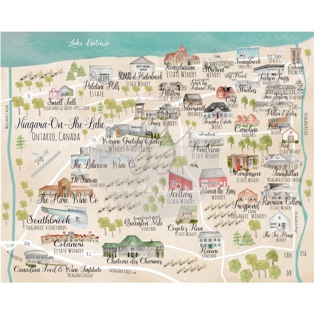 Niagara On The Lake Ontario Winery Map, Wall Art, Canada, Wine Tours, Niagara Wine Tour Map, Wayne Gretzky Winery etsy.me/46aZViF via <a href="/Etsy/">Etsy</a>
