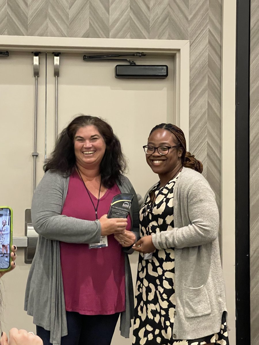 Congratulations to Dr. Carrie Wachter Morris who received the AARC Exemplary Research Practices Award: Professional for her continued work in research and assessment, and the community engaged work she is conducting with local school districts. Congratulations, Carrie!