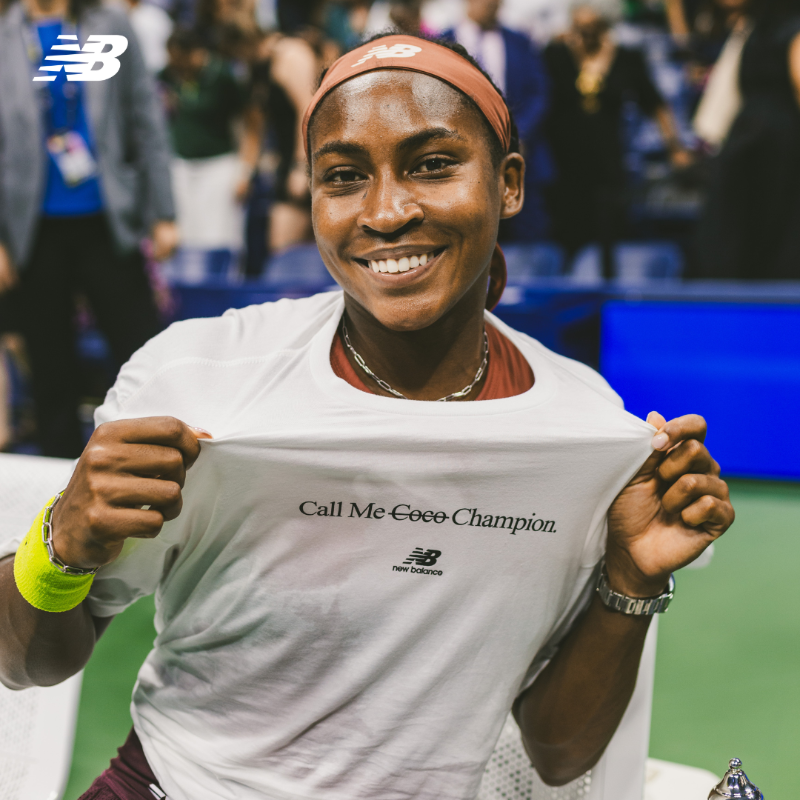 newbalance's tweet photo. Celebrate Coco Gauff's breakthrough win.
