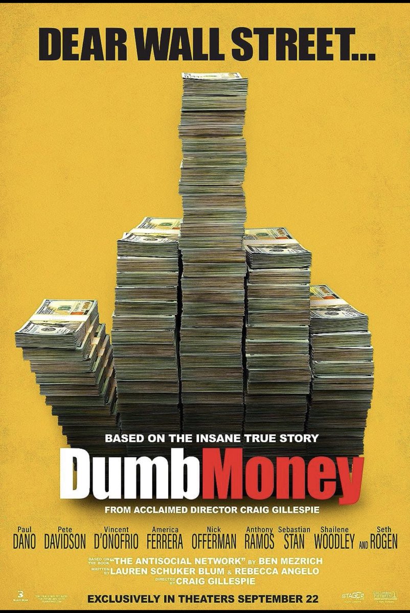 #DumbMoneyMovie 

Misinformation hits the movie theater.

D.R.S. your stock shares and buckle up 🚀
$gme #gme
