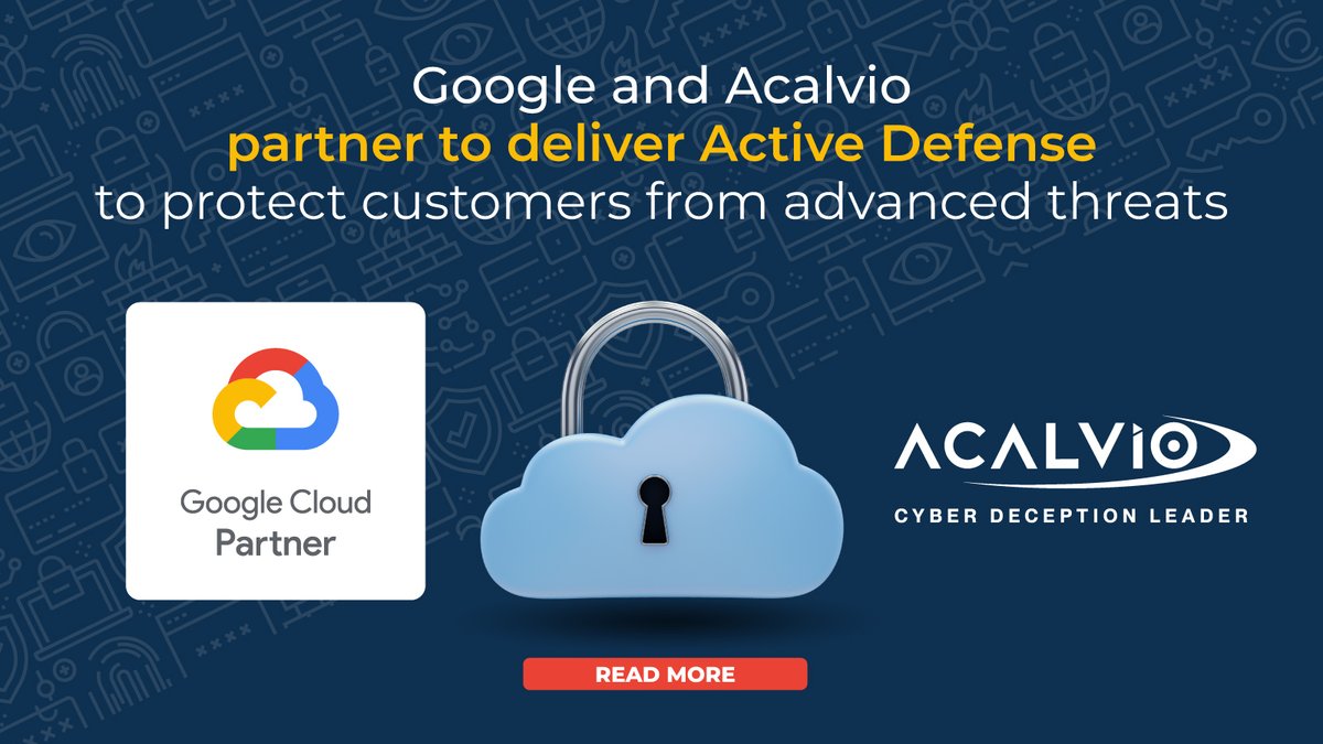 AcalvioTech's tweet image. Announcing our partnership with Google to deliver Active Defense to protect customers from advanced threats buff.ly/463Bun4

The join solution will help @googlecloud customers detect and respond to the latest advanced threats with precision and speed. 

#CyberDeception