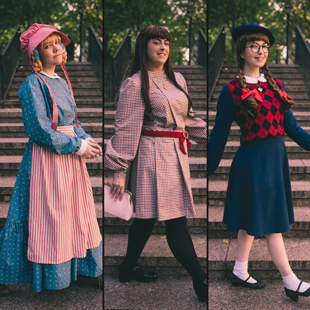 Cowbuttcrunchie's tweet image. Meet Kirsten, Samantha, and Molly!  Love these American Girl doll cosplays so much!

Kirsten &amp;amp; Molly: @Cowbuttcrunchie / Samantha: @turnfolio 
Photo: Sam.clovers on IG