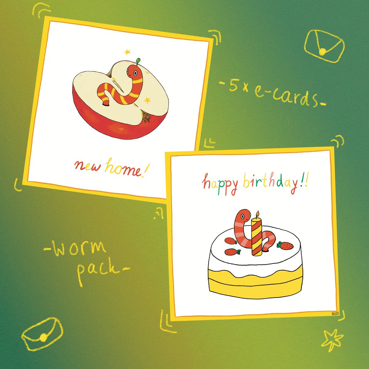 dinodehaas's tweet photo. shop update!! i've added two packs of e-cards to my etsy shop! More packs to come! 🪱🐸
https://t.co/lUcfvM9RAV https://t.co/Wsgrm3gjpT