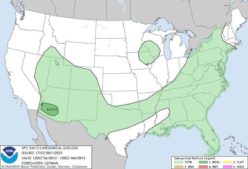 LimWeather's tweet photo. D2 #SPC Convective Outlook
#MarginalRisk in SW #Arizona state esp the cities of #Phoenix, #Mesa, #Glendale, #Chandler, #Scottsdale, #PeoriaAZ, #Avondale, #SurpriseAZ, #GoodyearAZ, #SunCityAZ due to a 5% #Wind risk, a 5% #Hail risk and <2% #Tornado risk
#Wxtwitter #SevereWX #AZwx https://t.co/P2BBGwd2Xm