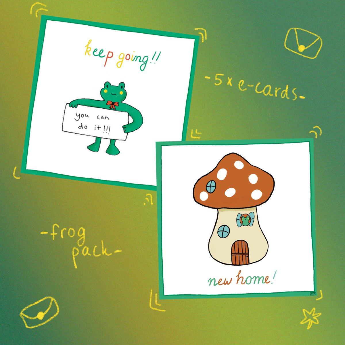 dinodehaas's tweet photo. shop update!! i've added two packs of e-cards to my etsy shop! More packs to come! 🪱🐸
https://t.co/lUcfvM9RAV https://t.co/Wsgrm3gjpT