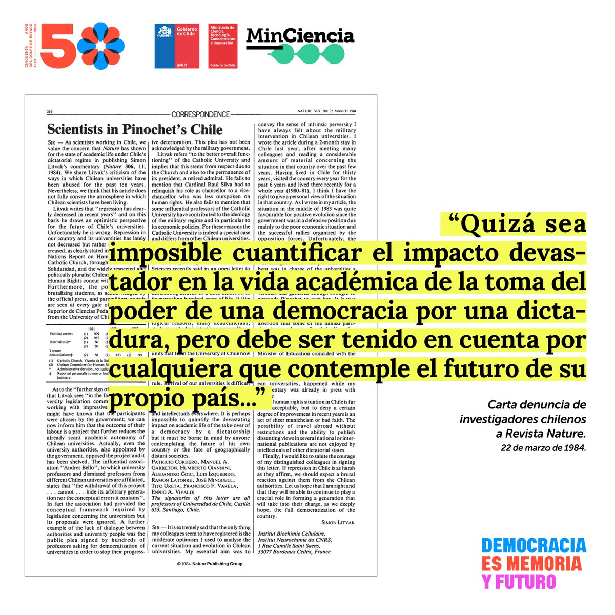 Hace 50 años las Fuerzas Armadas traspasaron los muros de las diversas universidades chilenas, detuvieron estudiantes, académicos y administrativos simpatizantes de la UP. La comunidad científica e intelectual sufrió y algunos casos terminaron en tortura y desparición.

A