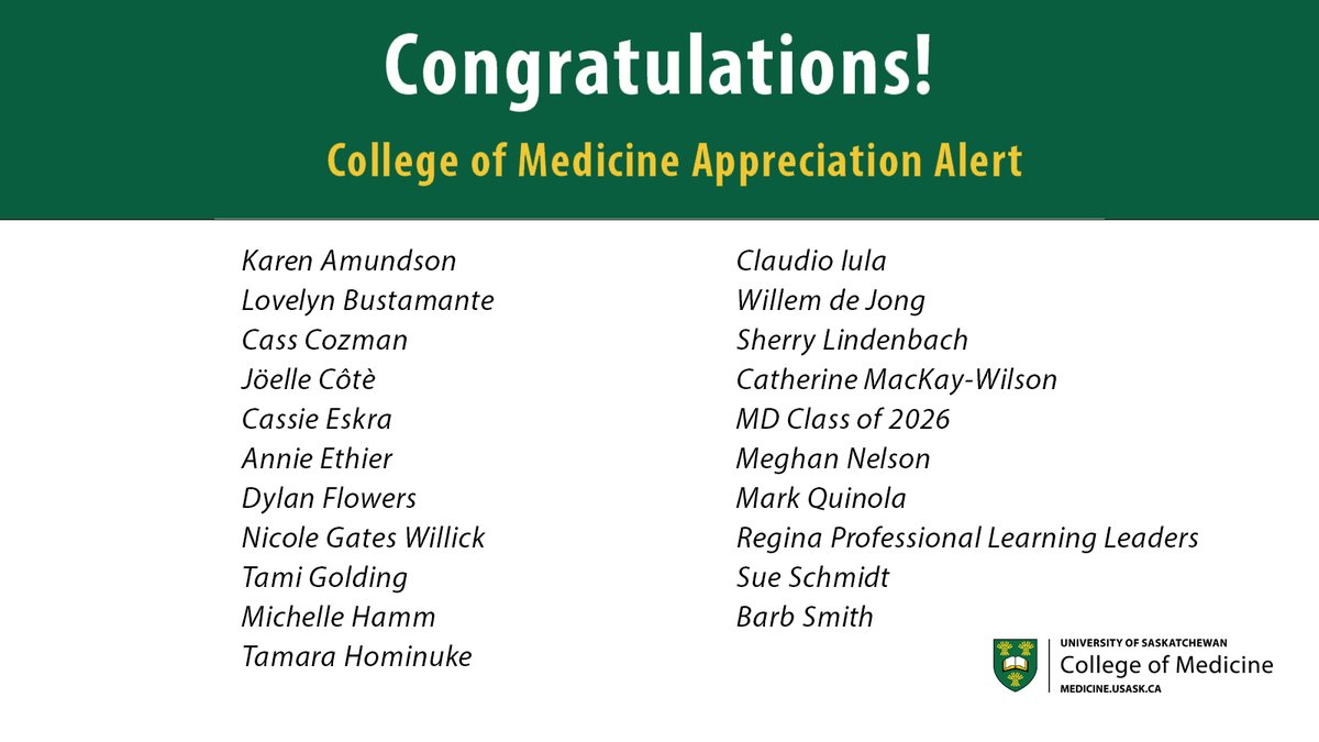Congratulations to the following individuals and groups recently recognized through the CoM Appreciation Alert! 

Visit the awards section of the college website to read about their accomplishments or to submit a nomination: ow.ly/rCHU50PKeNj