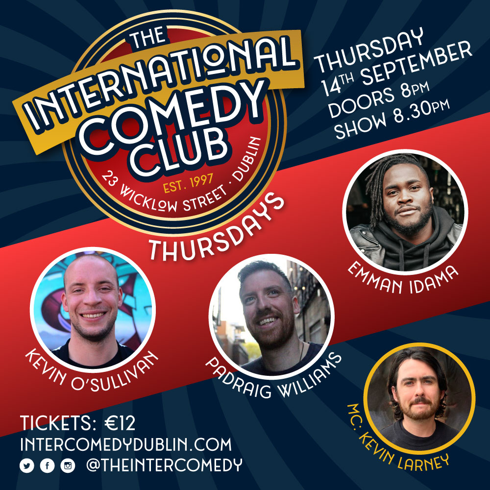 theintercomedy's tweet image. This week in Dublin's favourite best most popular comedy club
@DannyRyanComedy @gerstaunton @thestephenmulla @otoole_louise @subsullivan @p0dgey1 @BlackIrishComic and more

Tickets and DLC on intercomedydublin.com
