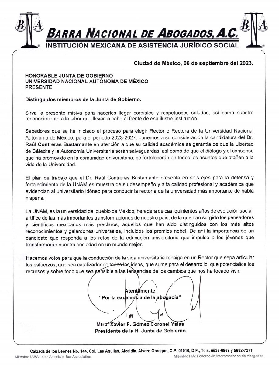 Ante la próxima elección de Rector en la UNAM
#BNA