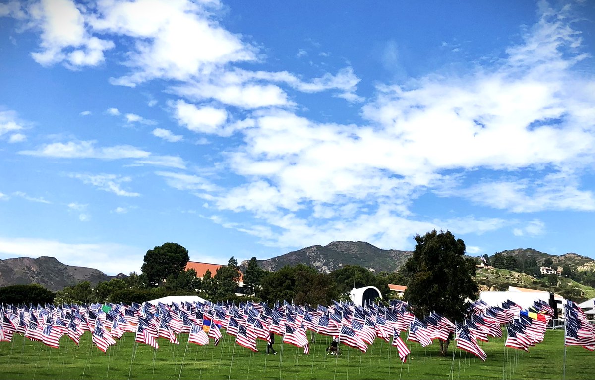 GetzugStrategic's tweet photo. Outside @pepperdine today in Malibu. Coast to coast, pausing to remember, reflect and pay tribute #NeverForget https://t.co/VpifFSRNuf