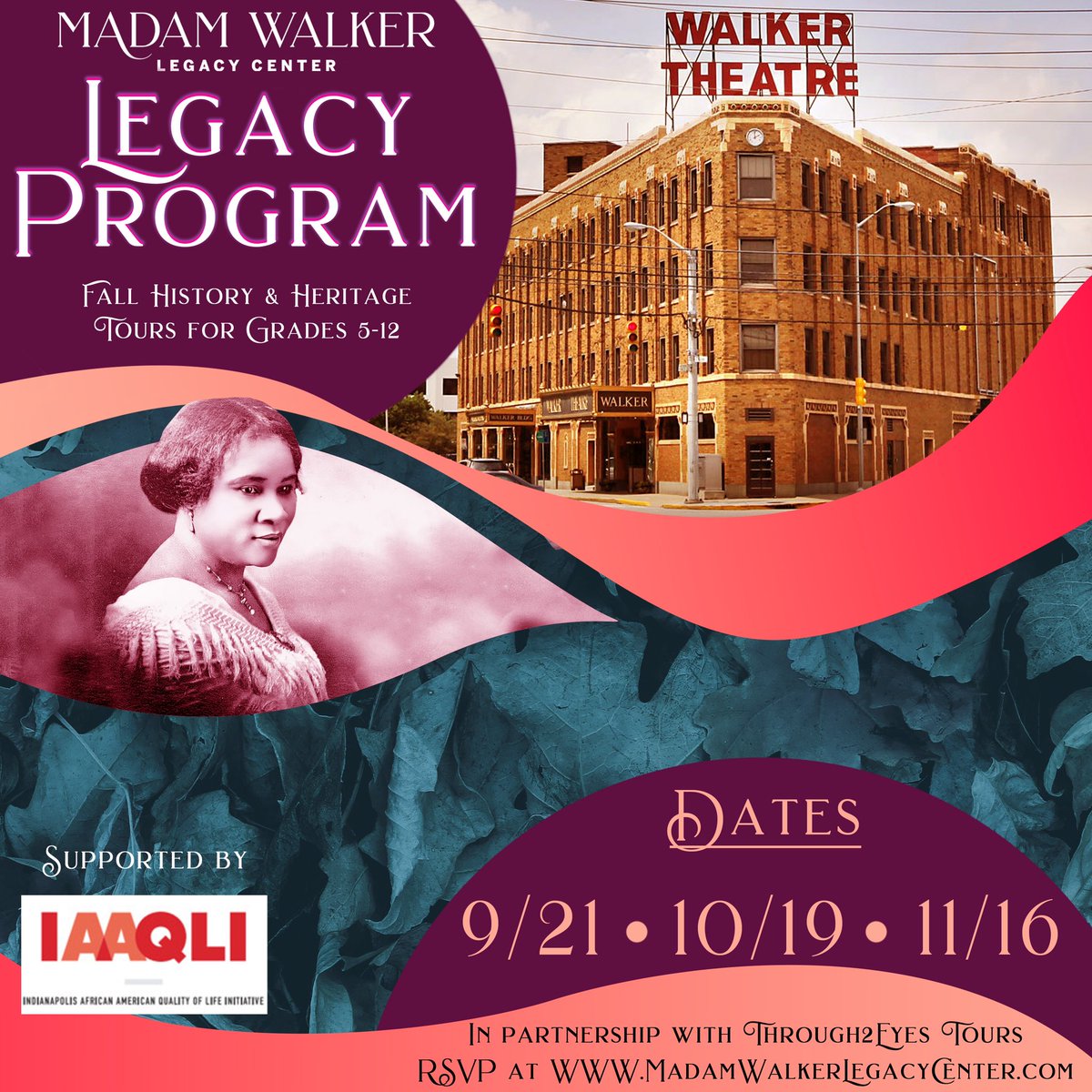 We are excited to partner with Sampson Levingston of Through2Eyes Tours to provide students in grades 5-12 with an in-depth look into and throughout the Madam Walker building followed by an Q&amp;A session. Visit our website to register your students for an educational Heritage Tour!