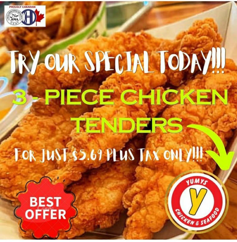 YumysChicken's tweet photo. Enjoy your Monday with Chicken Tenders from Yumys at a special price.
Hand-processed &amp; halal always.
Visit https://t.co/ZuKvF07CHP.

#yumys #halal #hma #blogto #halalto #poutine #friedchicken #foodie #toronto #scarborough #malton #oshawa #brampton #mississauga #biteintothis https://t.co/raHRfNUDml