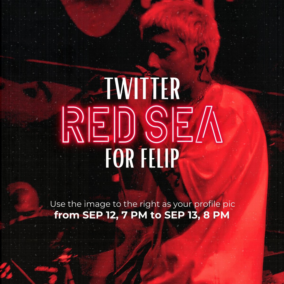 team_superiors's tweet photo. LET'S PAINT THE TOWN RED!

Show your support &amp; join the ONLINE RED SEA for FELIP 🔴 Just use the photo on the right as your profile pic starting at 7 pm today until tomorrow at 8 pm ✨️

Highres version: https://t.co/khpq1mfFQa

ExperienceSG withFELIP 
@felipsuperior #FELIP https://t.co/8N4CpGdKSa
