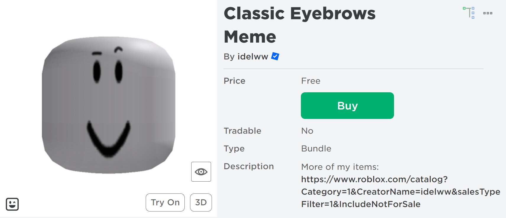Classic Eyebrows Meme - Roblox