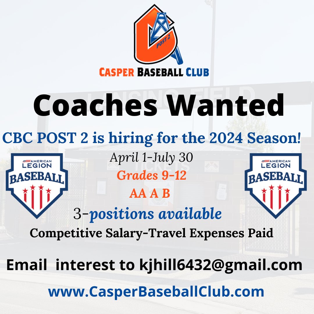CBC_Post2's tweet image. We have a few spots open on our coaching staff! Opportunity to coach some great players!  @SkippersDugout @FlatgroundBats @wyopreps