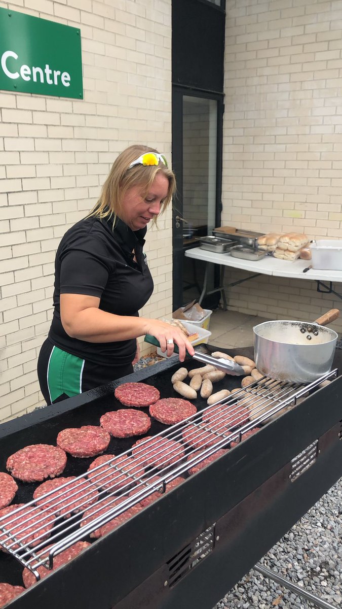 Yes Chef! Miss Robinson on the BBQ in the 6th Form Centre at lunchtime today. #SeptemberBBQS