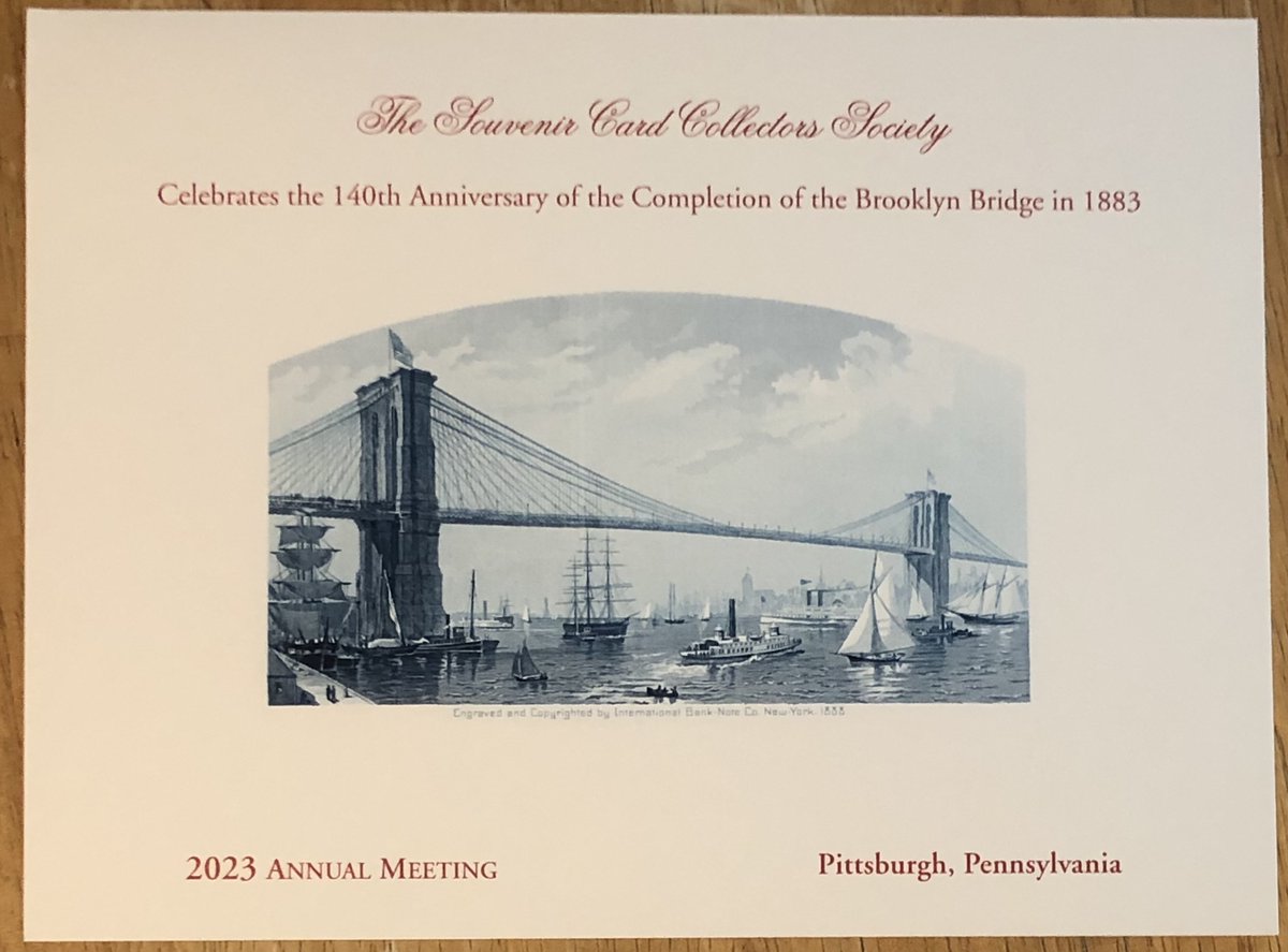Here's an #EngravedBeauty issued by The Souvenir Card Collectors Society.  The image of the Brooklyn Bridge was executed by the International Bank Note Co. in 1888.  Those were the days for engraving.