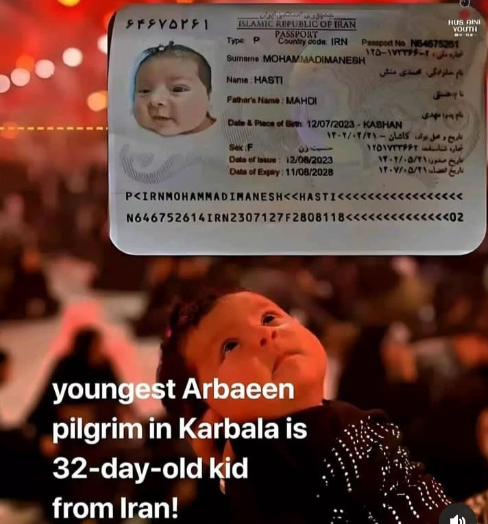Nad_Jafri's tweet photo. #Yougest Arbaeen #Pilgrim in Karbala is 32 day old kid from Iran.
Say Masha Allah❤️ https://t.co/ZhvNkheCYR